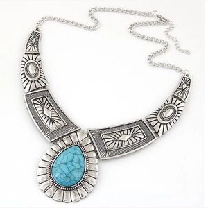 NEW Silver and Turquoise Boho Statement Necklace